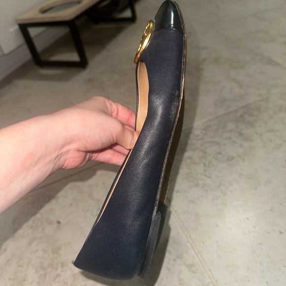 Tory Burch Black Leather with Gold Logo Women's Ballet Flats Size 8.5 - Picture 7 of 11